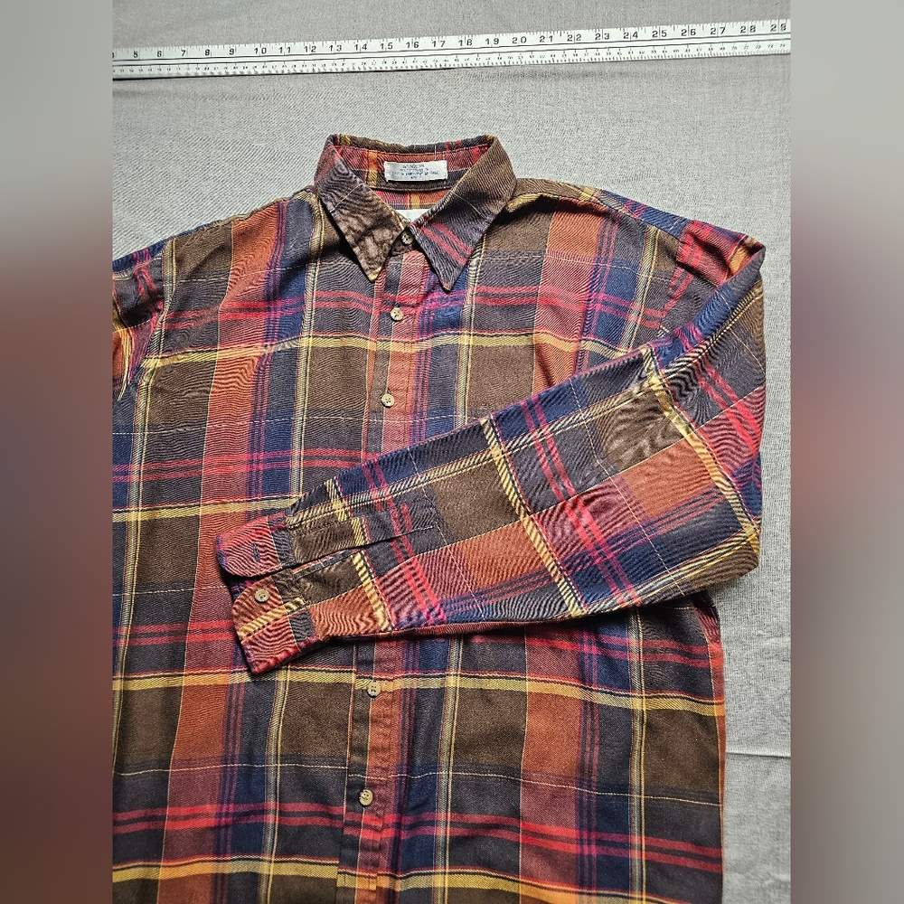Vintage Arrow Soft Brushed Plaid Shirt Men’s Large L Button Down Made in Korea